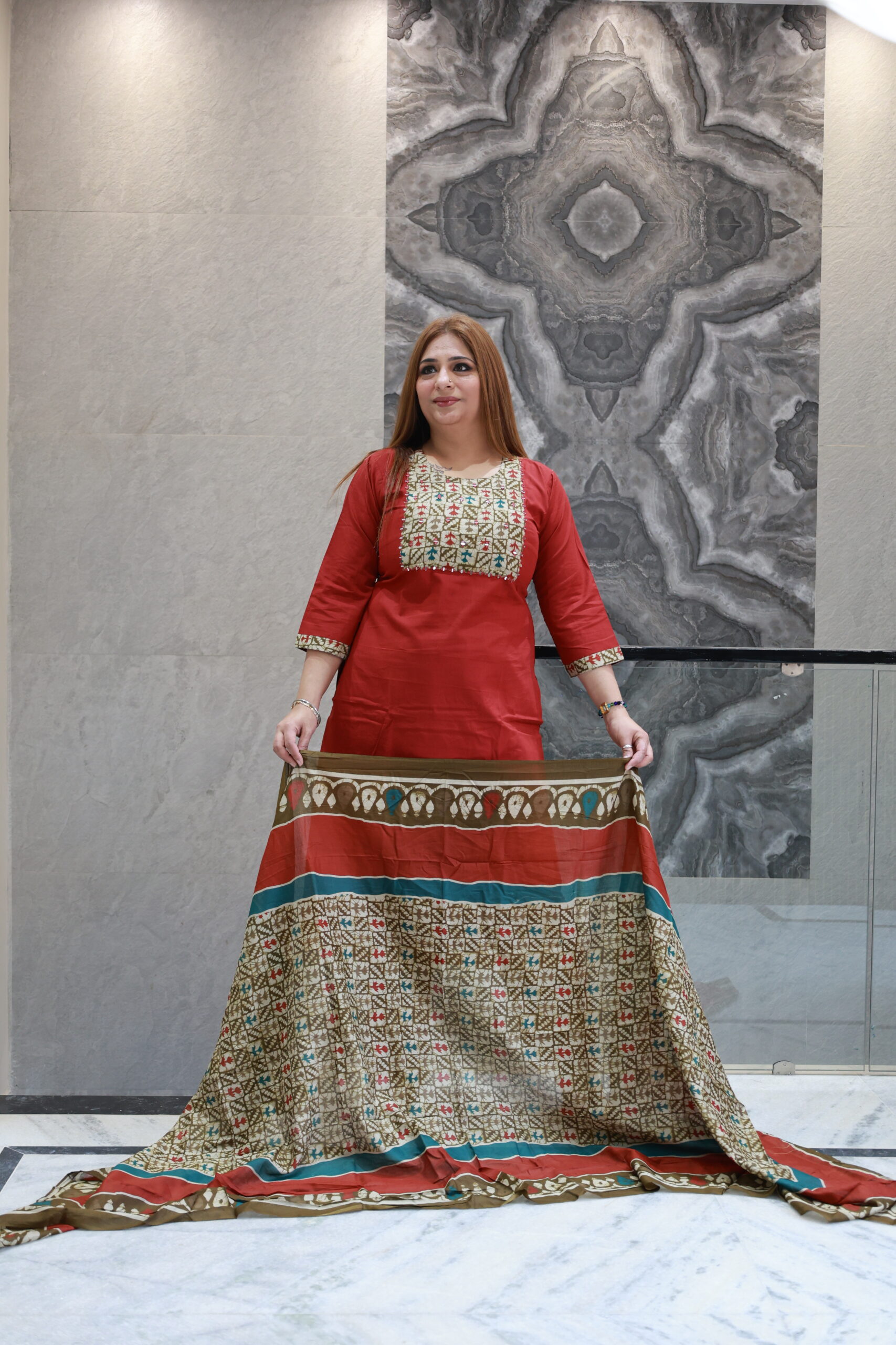 Mahroon Cotton Readymade Dress